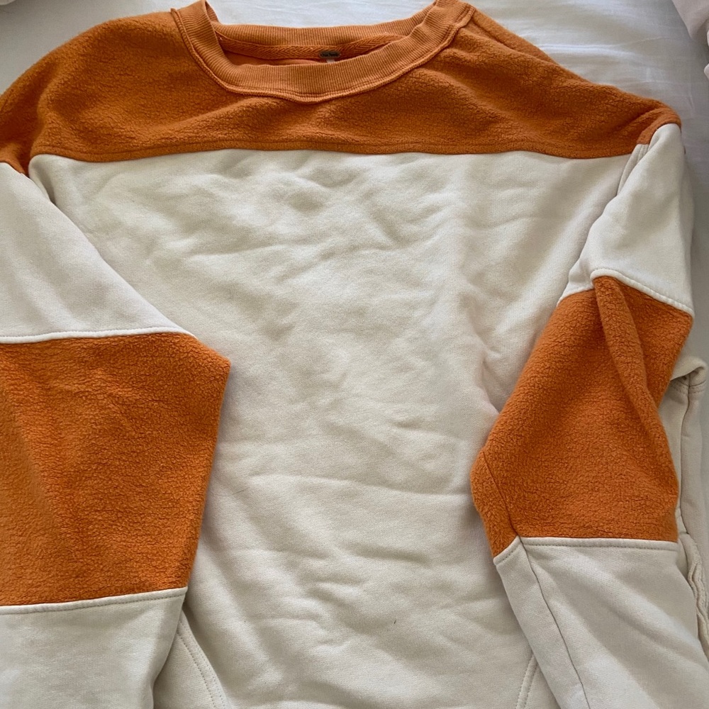 Free people orange and cream pullover small